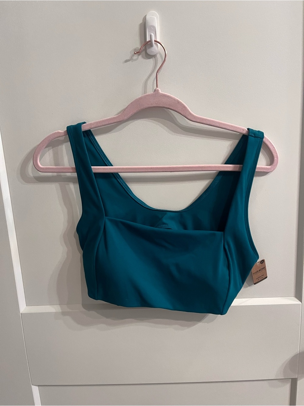 Teal square sports bra